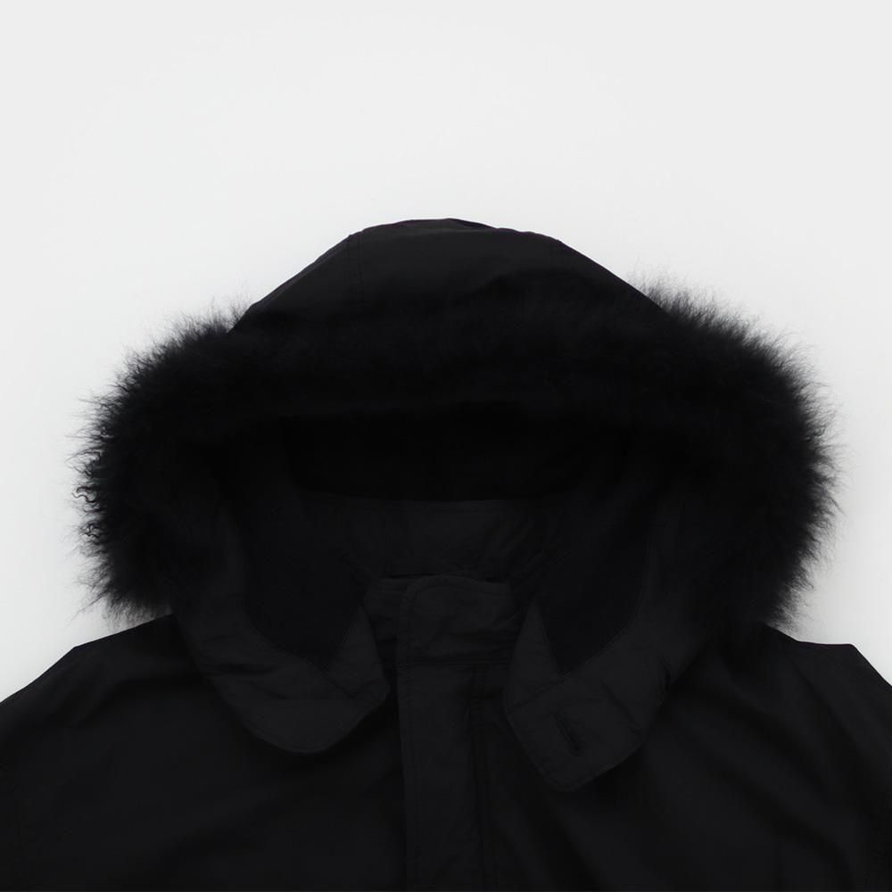 Comoli | コットンナイロン ミリタリーフーデッドコート Black