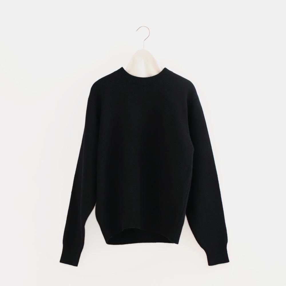 Comoli | ラムズウールクルーネックニット Black
