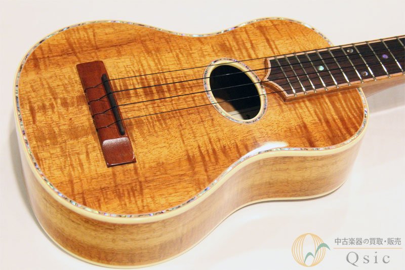 MAUI MUSIC Deluxe Curly Koa Concert with Ivoroid Binding and Paua Shell Inlay OK[QK335]