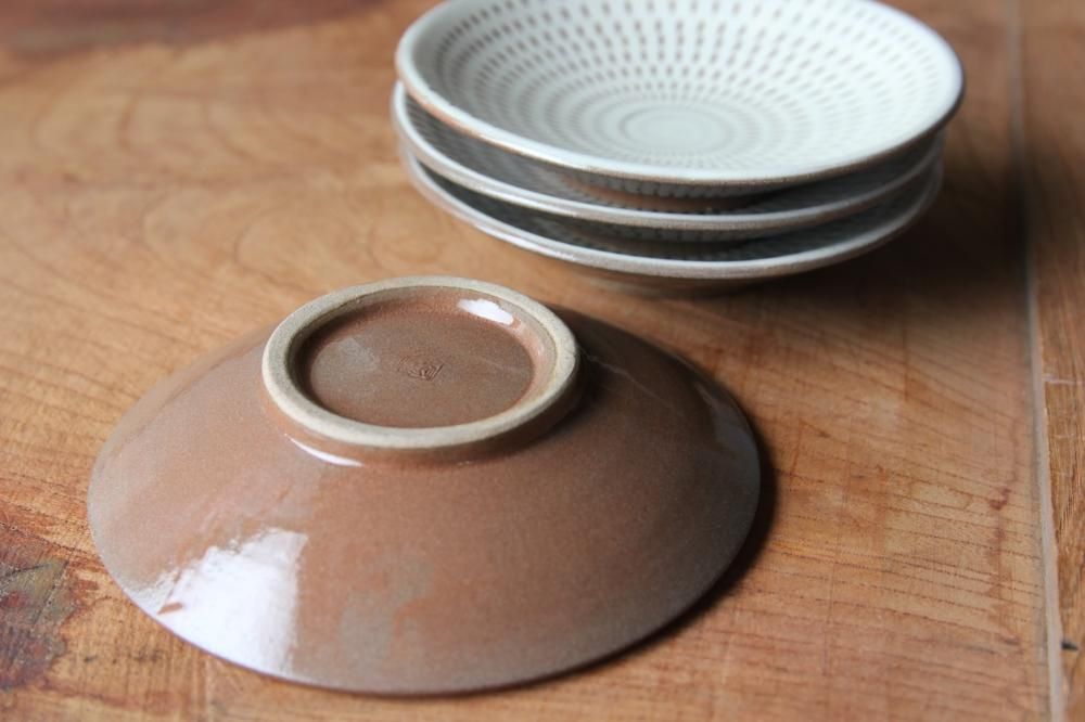 新品未使用】小石原焼 大皿 飛びかんな 焼き物 工芸品 置物 立ち台 木