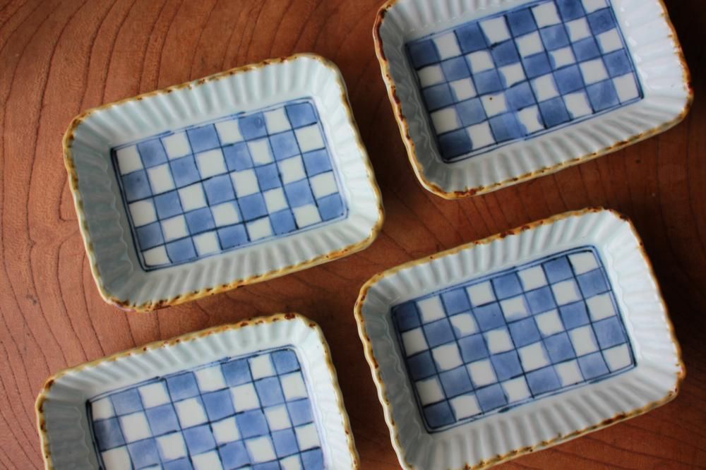 □山口利枝：市松文しのぎ長角皿 - うつわ屋Living&Tableware