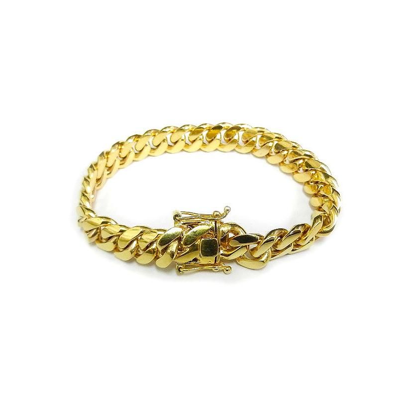 MIAMI CUBAN CHAIN BRACELET 10K YG 21cm 【SOLID】 - GRILLZ