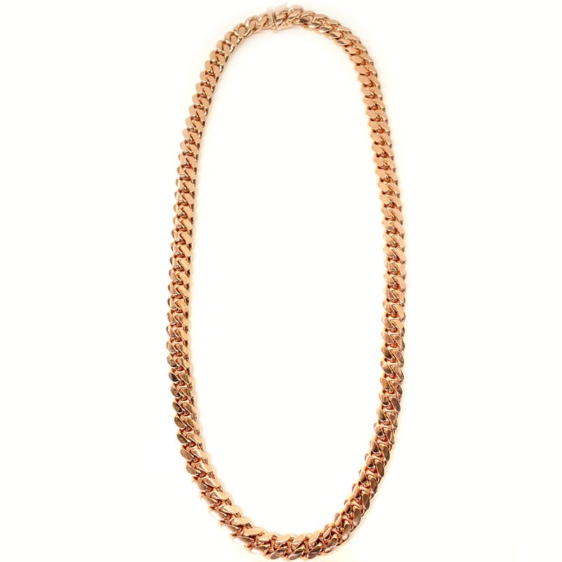 MIAMI CUBAN CHAIN 10K Rose Gold 10.5mm,60cm 【SOLID】 - GRILLZ 