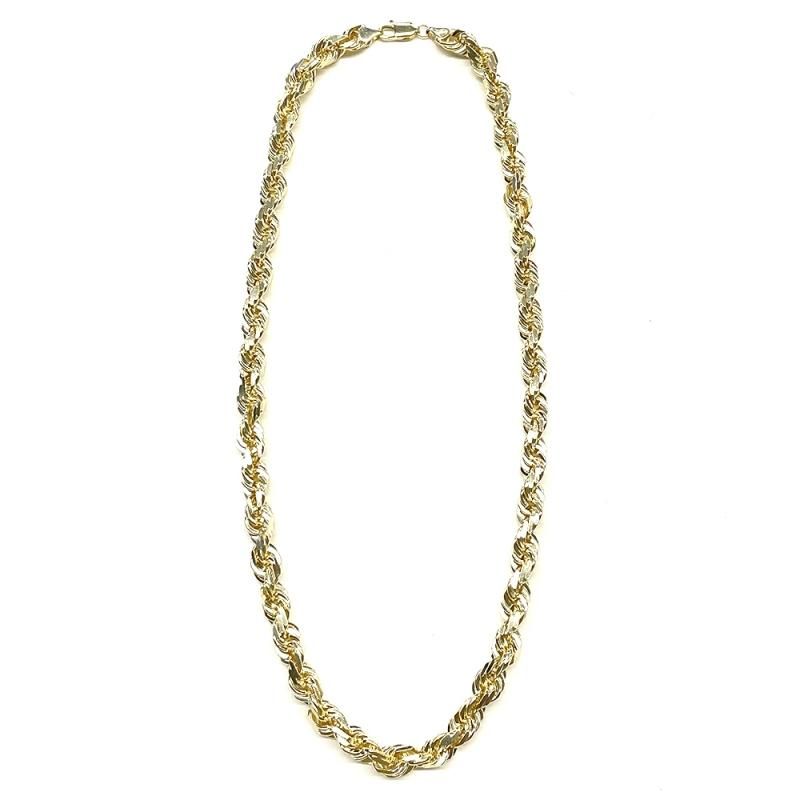 アクセサリー 10K Gold Rope Necklace 56cm 2mm 10K Solid Yellow Gold Rope Chain Necklace For Men & Women