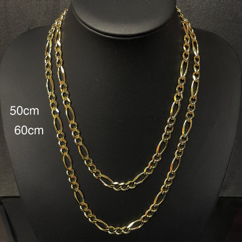 FIGARO CHAIN 10K Yellow Gold 7.7mm 50cm/60cm【SOLID】