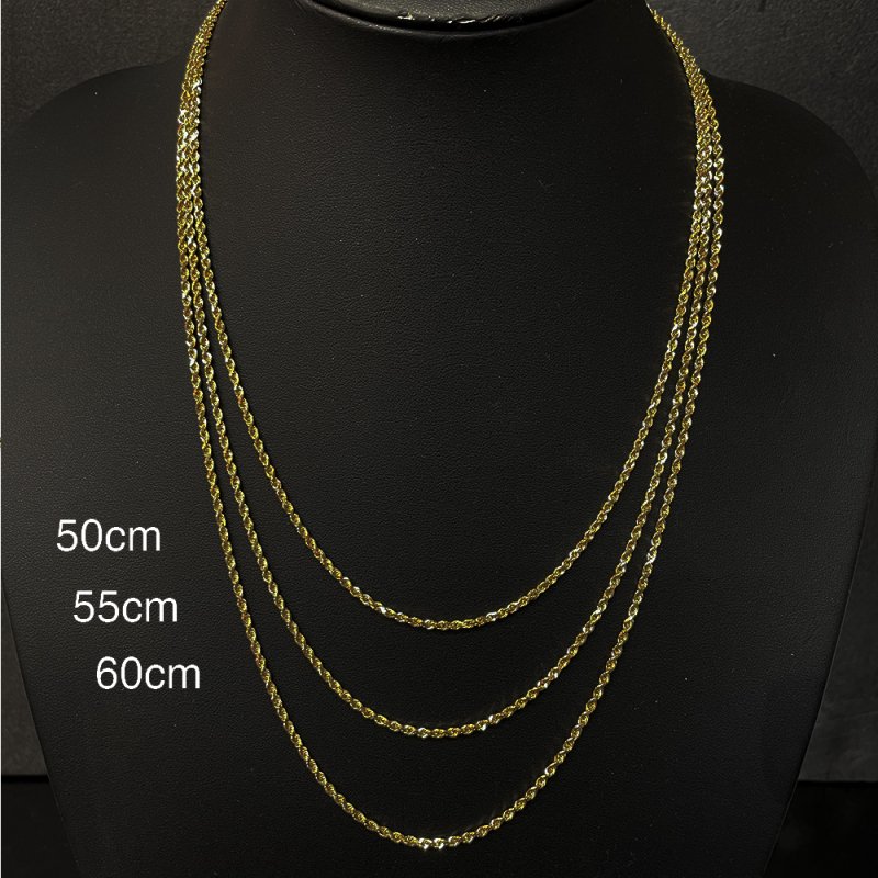 ROPE CHAIN 10K Yellow Gold 2mm 50cm/55cm/60cm 【SOLID】 - GRILLZ 