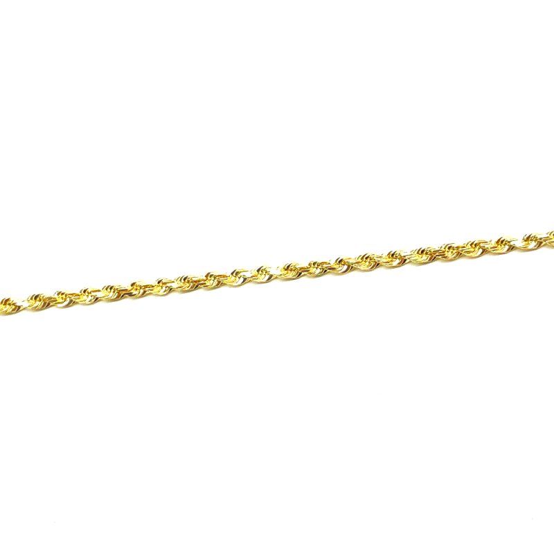 Kooljewelry ソリッド10Kイエローゴールド 1.7mm ソリッドロープチェーンブレスレット