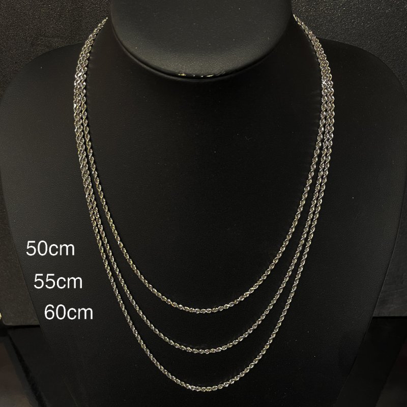 ROPE CHAIN 10K White Gold 2.3mm 50cm/55cm/60cm 【SOLID】 - GRILLZ 