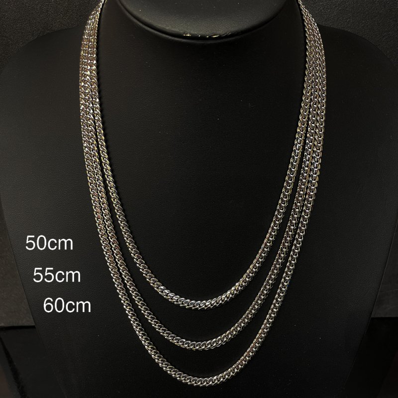 MIAMI CUBAN CHAIN 10K White Gold 5mm 50cm/55cm/60cm 【SOLID ...