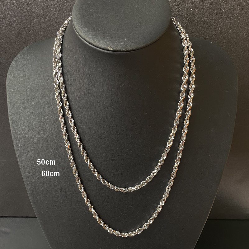 ROPE CHAIN 10K White Gold 5mm  50cm/60cm  【SOLID】
