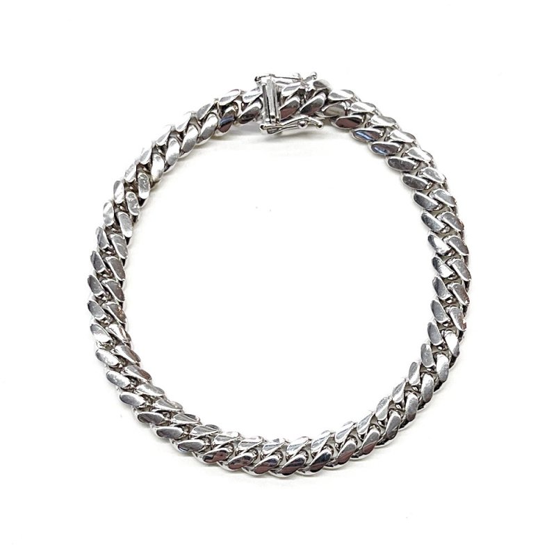 MIAMI CUBAN CHAIN BRACELET 10K WG 6.7mm 20cm 【SOLID】 - GRILLZ JEWELZ ONLINE  STORE