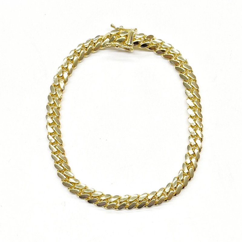 MIAMI CUBAN CHAIN BRACELET 14K YG 6mm 21.5cm 【SOLID】 - GRILLZ JEWELZ ONLINE  STORE