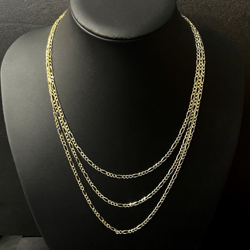 FIGARO CHAIN 10K Yellow Gold 3.3mm  50cm/55cm/60cm  SOLID