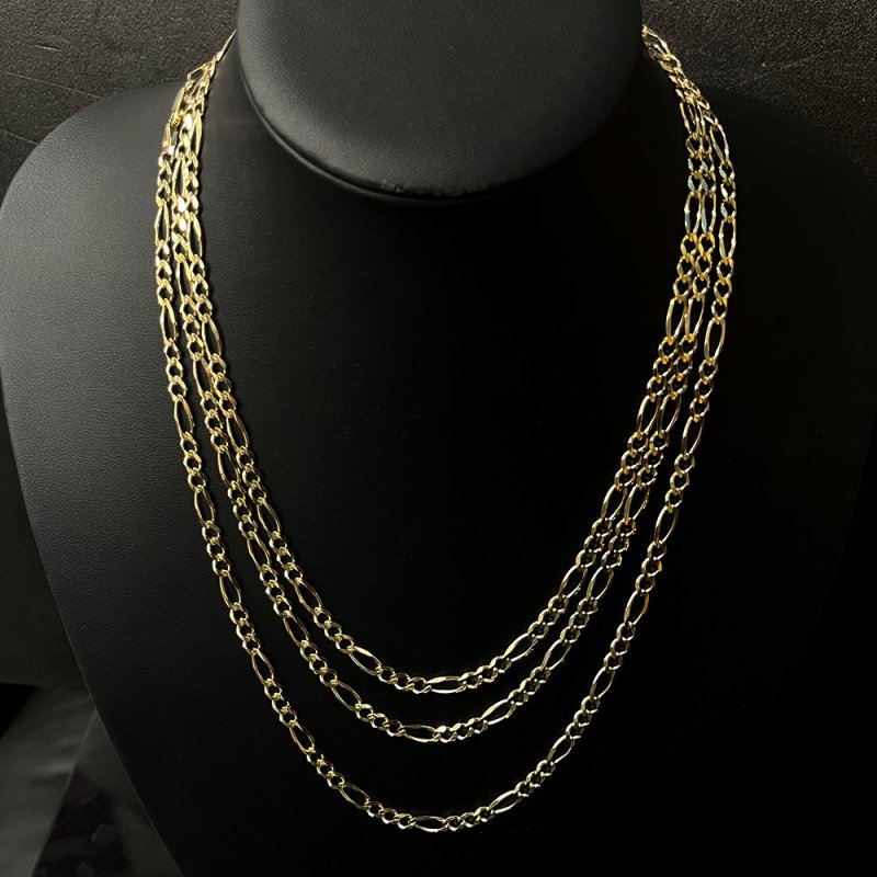 FIGARO CHAIN 10K Yellow Gold 5.5mm  50cm/55cm/60cm  SOLID