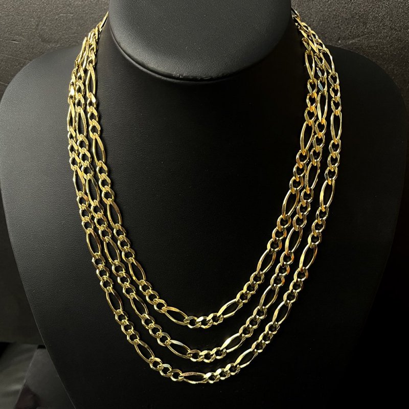 FIGARO CHAIN 10K Yellow Gold 7.8mm  50cm/55cm/60cm  SOLID