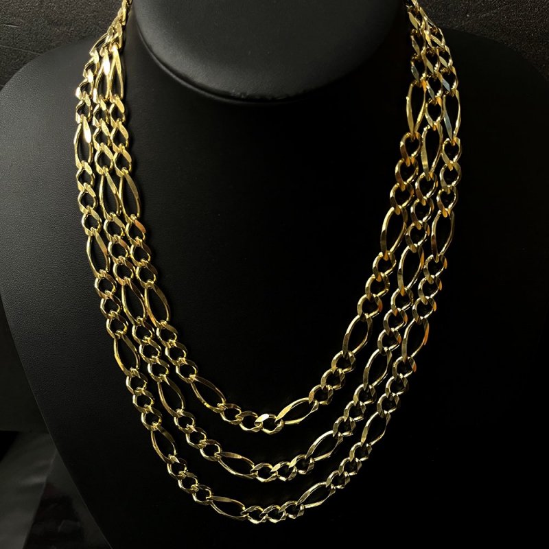 FIGARO CHAIN 10K Yellow Gold 9.6mm  50cm/55cm/60cm  SOLID