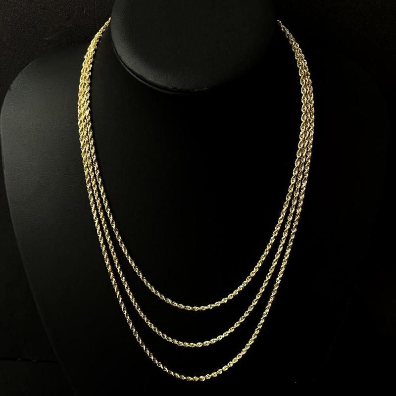 10Kイエローゴールドロープネックレス51cm×3mm 10K イエローゴールド ロープネックレス 幅3mm 45cm-60cm