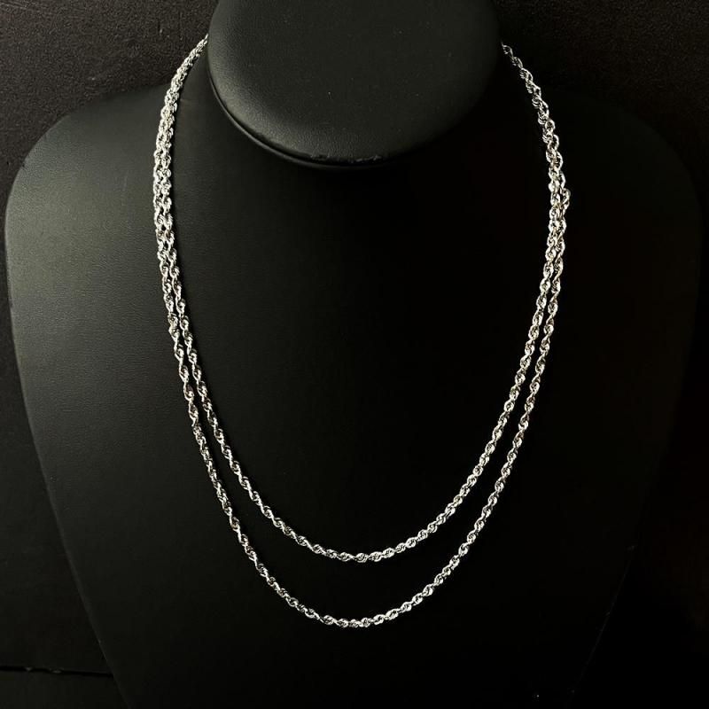 ROPE CHAIN 10K White Gold 3mm  50cm/55cm  SOLID