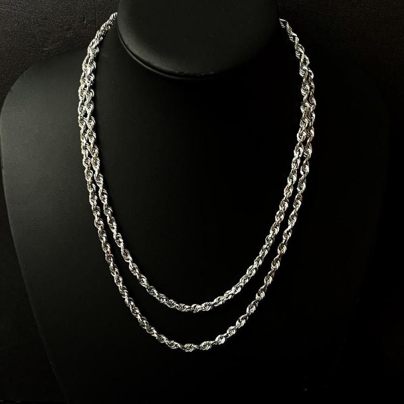 ROPE CHAIN 10K White Gold 5mm  50cm/55cm  SOLID
