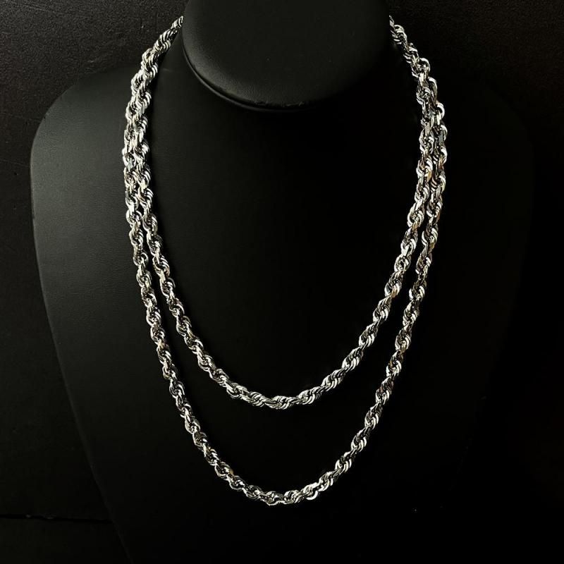 ROPE CHAIN 10K White Gold 7mm  50cm/60cm  SOLID