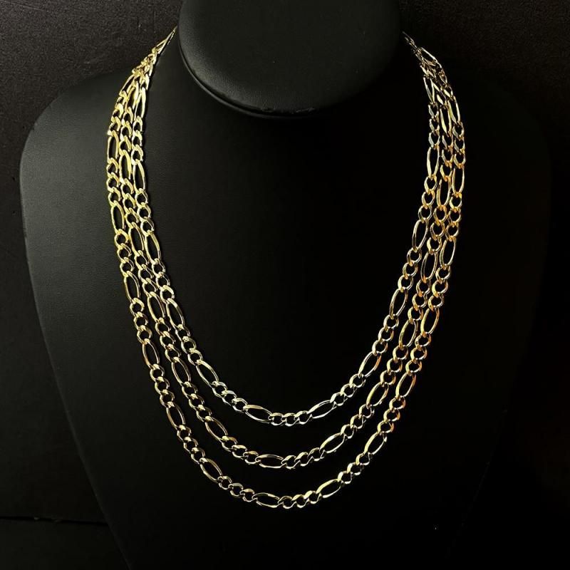 FIGARO CHAIN 10K Yellow Gold 6.7mm  50cm/55cm/60cm  SOLID