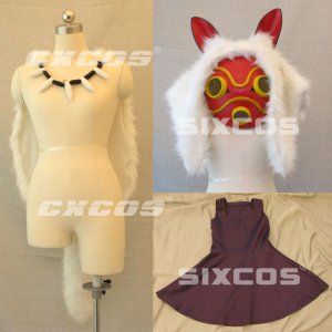 もののけ姫 サン 風 コスプレ衣装 道具付 Princess Mononoke-San Cosplay Costume B