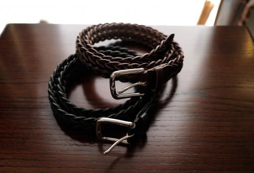 Whitehouse Cox】「P2274」28mm COW HIDE PLAITED BELT メッシュ