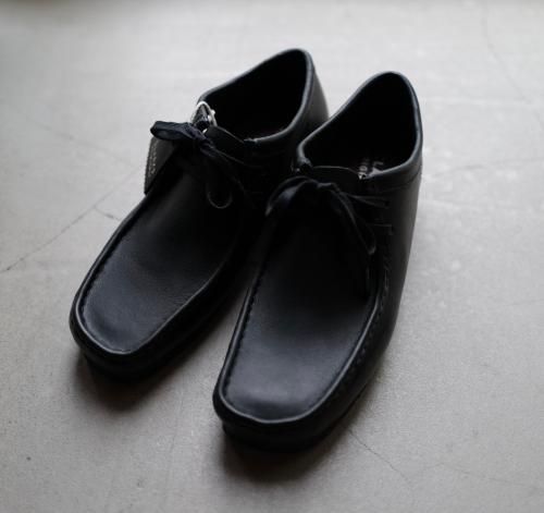 超美品 clarks wallabees ワラビーブーツ オールレザー ブラック