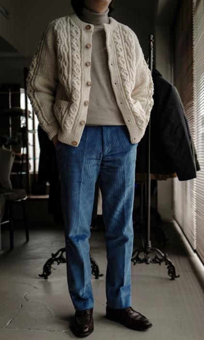 Athena Designs】「FLEMING」クルーネックアランカーディガン Athena Designs】「FLEMING」クルーネックアランカーディガン
