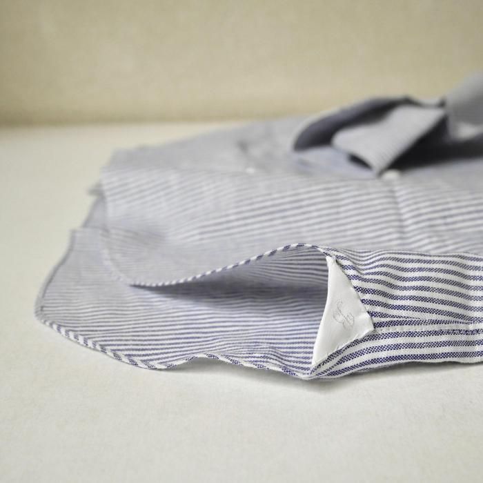 【新品未使用】BARBA DANDY LIFEオレンジコットンリネンチェック40 リネン ワイドカラーシャツ【New Bruno/ DANDY LIFE】｜BARBA