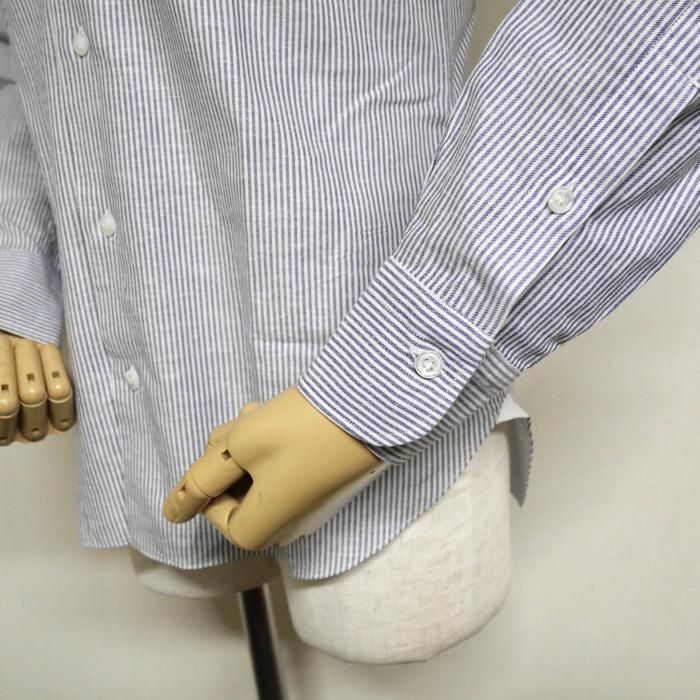 美品　BARBA DANDYLIFE リネンコットン　長袖シャツ　サックス　M バルバ BARBA カプリシャツ メンズ DANDY LIFE ダンディライフ