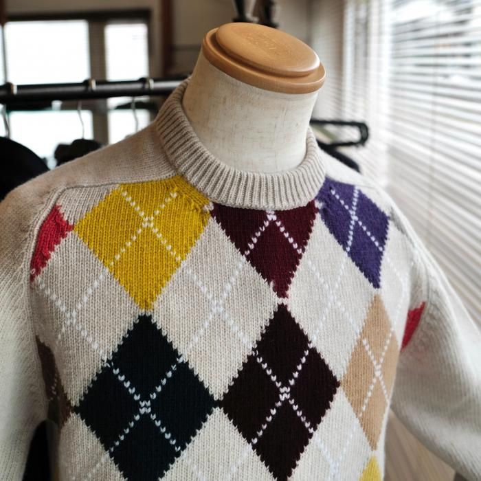 Corgi アーガイル ニット セーター コーギー カシミヤ アーガイル クルーネック セーター CORGI Cashmere