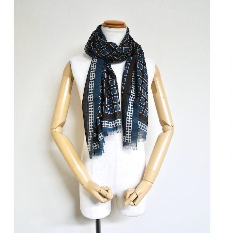 Holliday&Brown】ウール・シルク スクエア＆ドット柄ストール - SUGURU