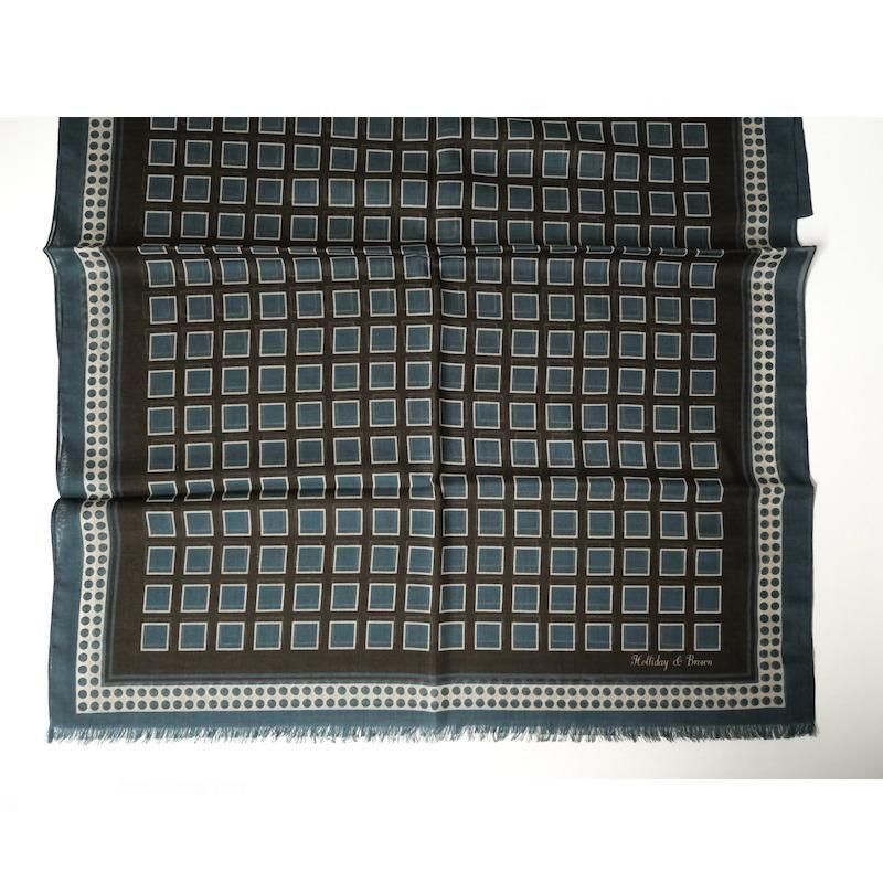 Holliday&Brown】ウール・シルク スクエア＆ドット柄ストール - SUGURU