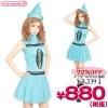 1105E■ML<即納!在庫限り!> 【B品】超特価・スカート付きクレヨンレオタード 色:サックス サイズ:M/L ●クレヨン擬人化コスプレ UNST-0707F●
