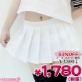 1212B■MB<即納!特価!在庫限り!> 超ミニ無地プリーツスカート単品 色:白 サイズ:M/BIG