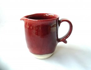 三池焼窯元の赤いマグカップ(辰砂片口マグカップ)【還暦や退職などのプレゼントに最適の熊本の手作り陶器】