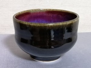 三池焼窯元の赤と黒の汁碗大(辰砂天目釉汁碗大)【還暦や退職などのプレゼントに最適の九州熊本の手作り陶器です】