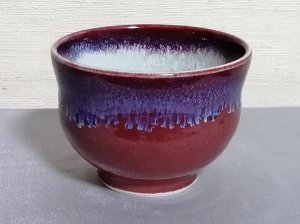 三池焼窯元の赤い汁碗小(辰砂釉汁碗小)【還暦や退職などのプレゼントに最適の九州熊本の手作り陶器です】