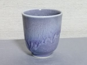 三池焼窯元・ラベンダー色の筒型湯のみ小(均窯釉筒型湯のみ小)【プレゼントに最適の九州熊本の手作り陶器です】