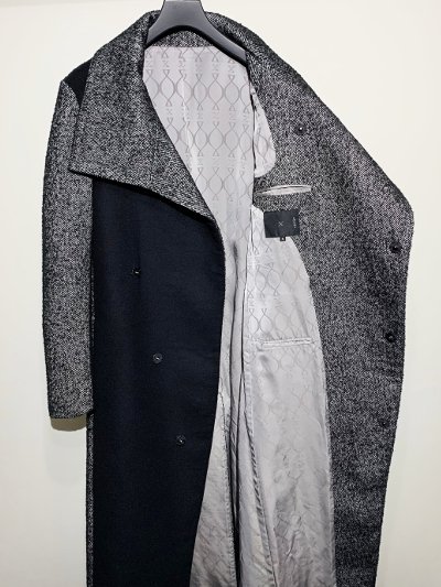 ys Yuji SUGENO(イース ユウジ スゲノ) | Tweed Changing High Collar Maxi Wrap Coat |  原宿VILLAGE