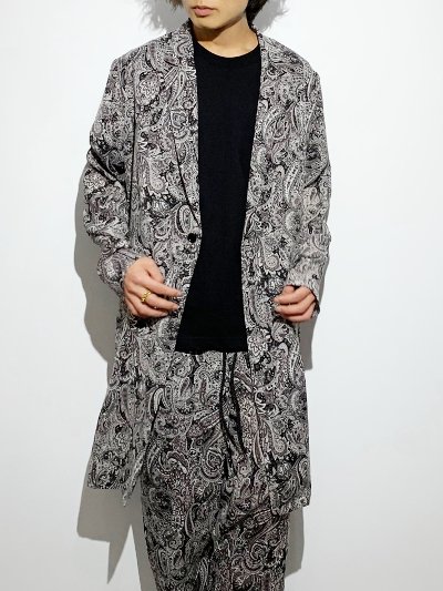 ADULT YUJISUGENO(アダルト バイ ユウジスゲノ) | Paisley Long Shirt Jacket　BLACK |  原宿VILLAGE