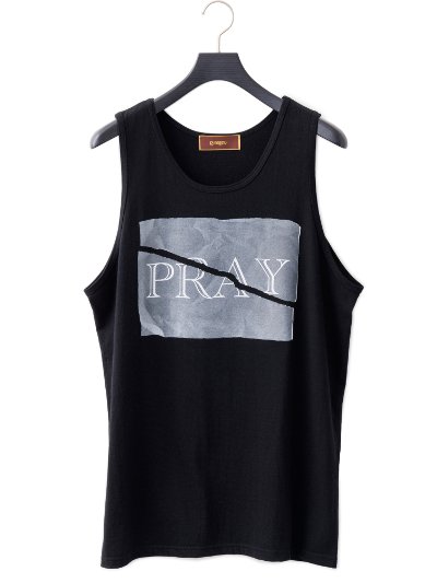 Bennu(ヴェンヌ) | Printed Loose Fit Tanktop - PRAY - BLACK | 原宿