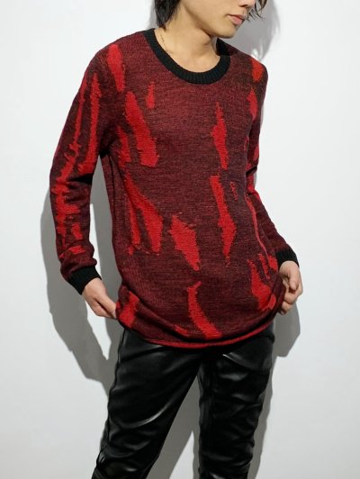 gene par YUKIO MISHIBA(ジェネパー ユキオミシバ) | Flake Single JQ Knit Black×Red |  原宿VILLAGE