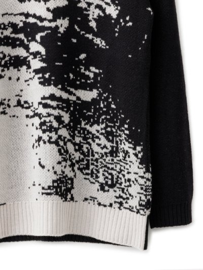 gene par YUKIO MISHIBA(ジェネパー ユキオミシバ) | Abstract Double JQ Knit　Black×White  | 原宿VILLAGE