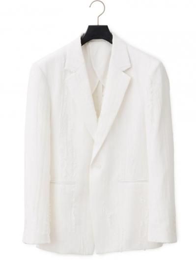 HARRISON WONG | Ripped Texture 1B Blazer White | HARAJUKU VILLAGE