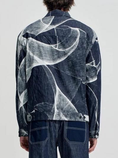 HARRISON WONG | Light Denim Jacket With Curvy Shadow Print