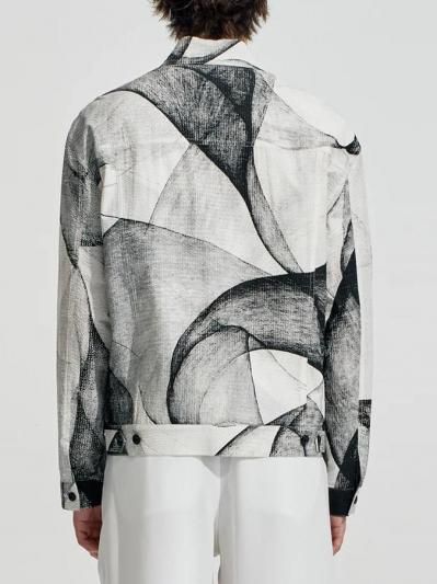 HARRISON WONG | Seersucker Jacket With Curvy Shadow Pattern