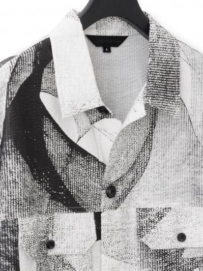 HARRISON WONG | Seersucker Jacket With Curvy Shadow Pattern White