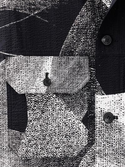 HARRISON WONG | Seersucker Jacket With Curvy Shadow Pattern Black